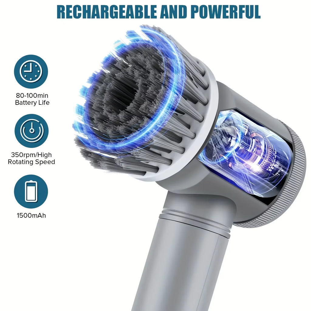 Powerful Cordless Electric Spin Scrubber with 6 Versatile Brush Heads - Ultimate Cleaning Tool for Effortless Home Care