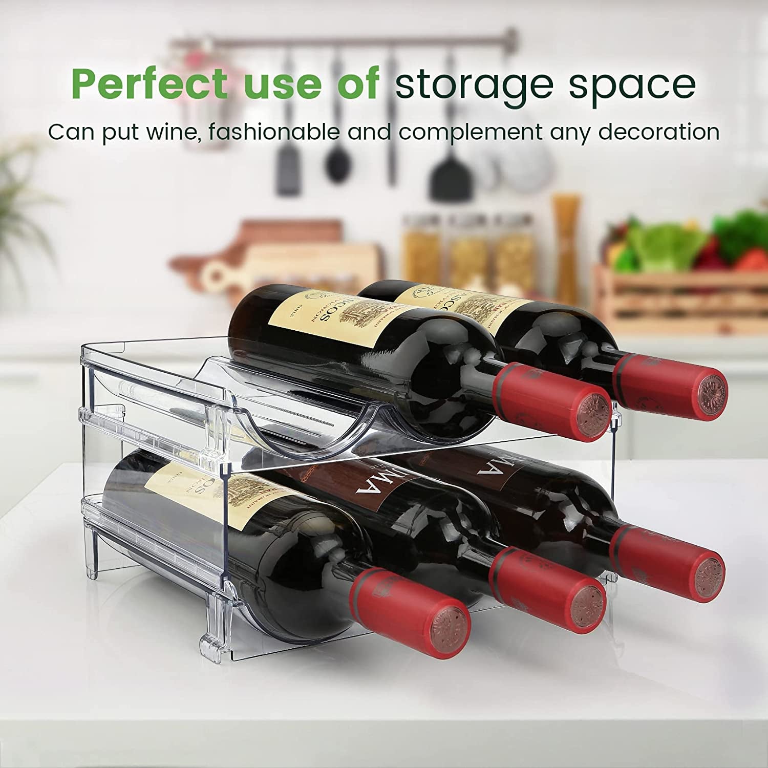 Maximize Your Space with 2-Pack Stackable Water Bottle Organizer - Perfect for Cabinet Storage!