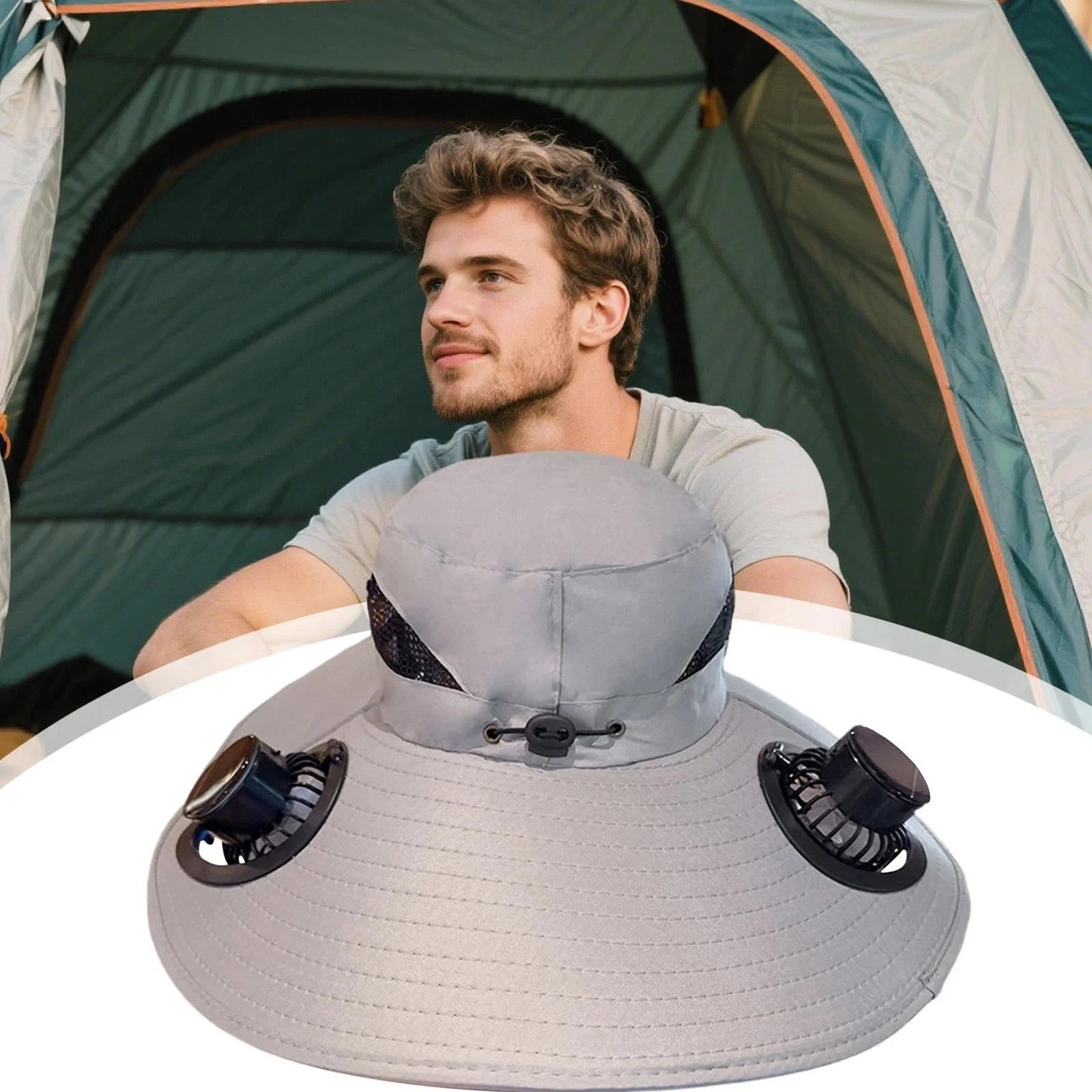 Solar & USB Powered Fan Outdoor Fishing Hat Sunscreen Sun Hat with Dual Fan New