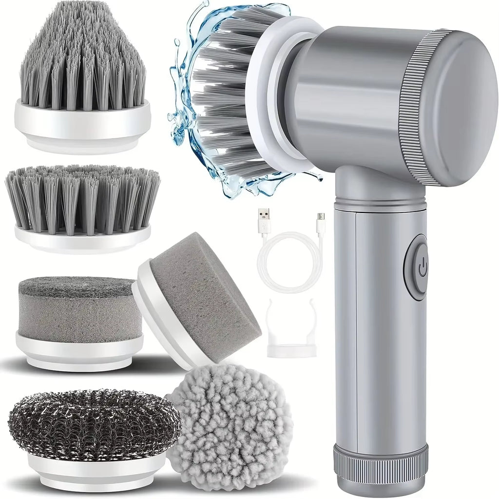 Powerful Cordless Electric Spin Scrubber with 6 Versatile Brush Heads - Ultimate Cleaning Tool for Effortless Home Care