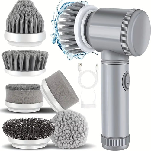 Powerful Cordless Electric Spin Scrubber with 6 Versatile Brush Heads - Ultimate Cleaning Tool for Effortless Home Care