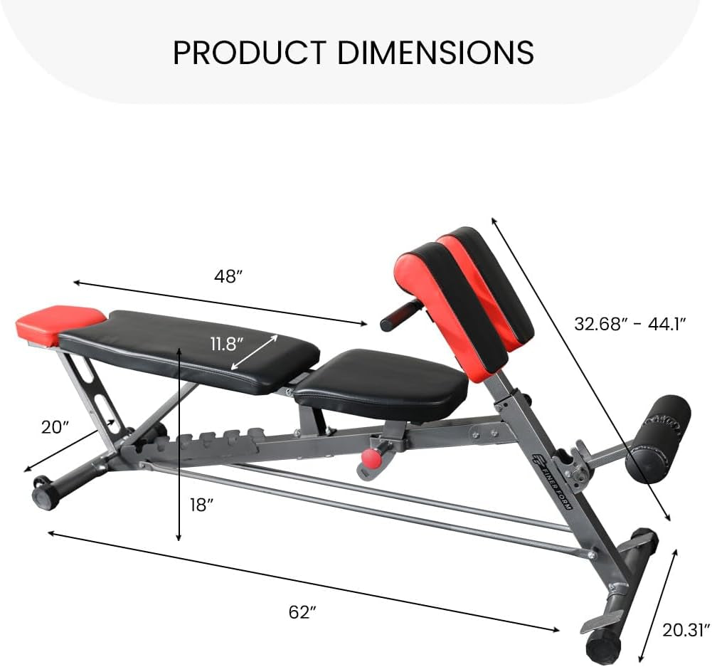 All-in-One Multi-Functional FID Weight Bench for Complete Body Workouts – Hyper Back Extension, Roman Chair, Adjustable Ab Sit-Up, Incline/Decline/Flat Bench