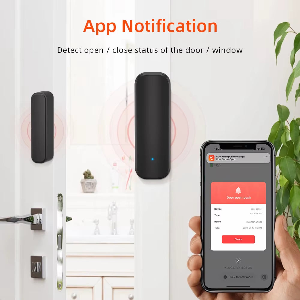 Smart Home Wireless Door & Window Sensor - Wifi/Zigbee, Remote Alarm, Works with Alexa & Google Home