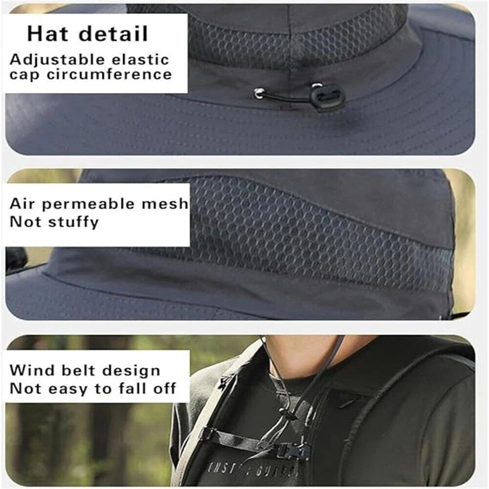 Solar & USB Powered Fan Outdoor Fishing Hat Sunscreen Sun Hat with Dual Fan New