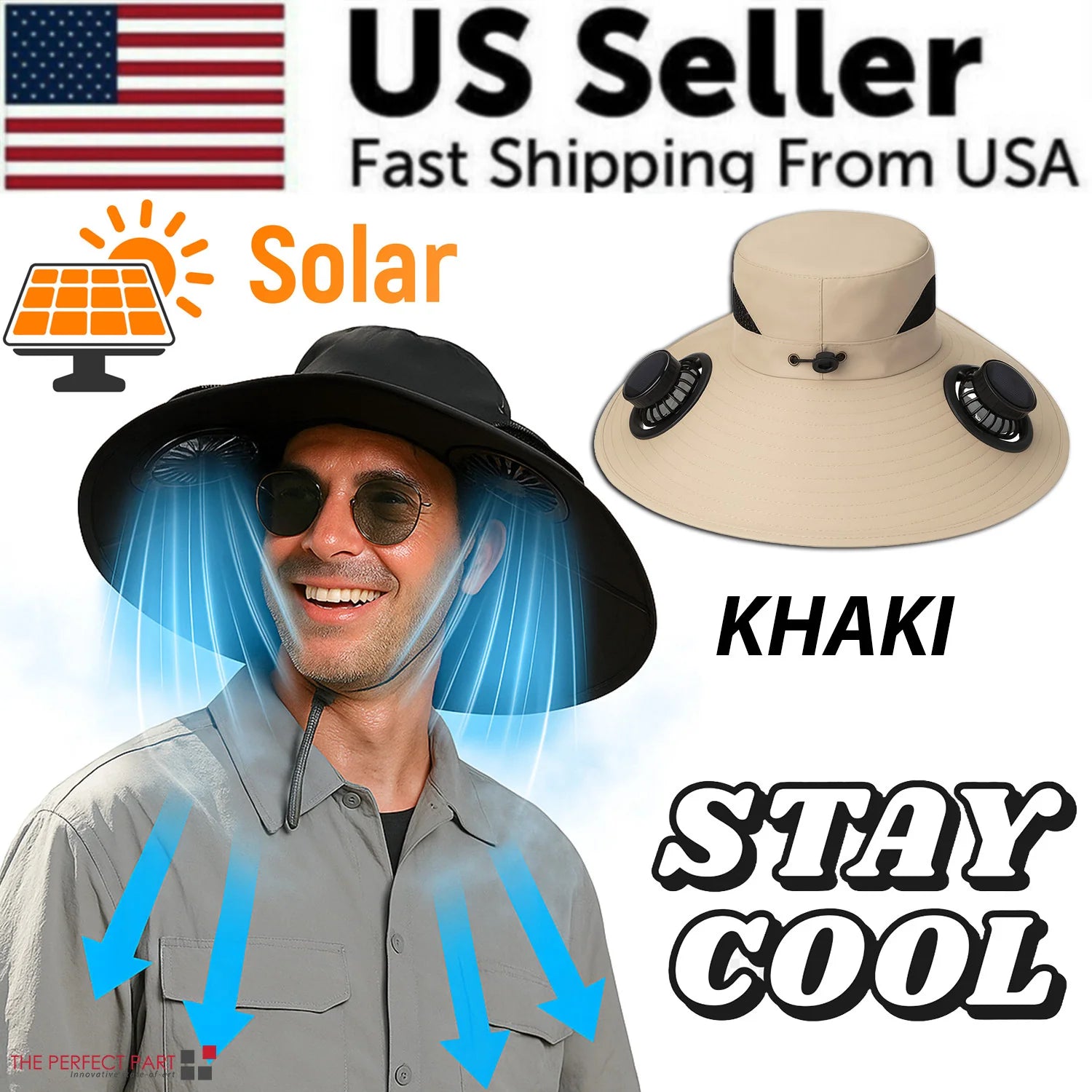 Solar & USB Powered Fan Outdoor Fishing Hat Sunscreen Sun Hat with Dual Fan New