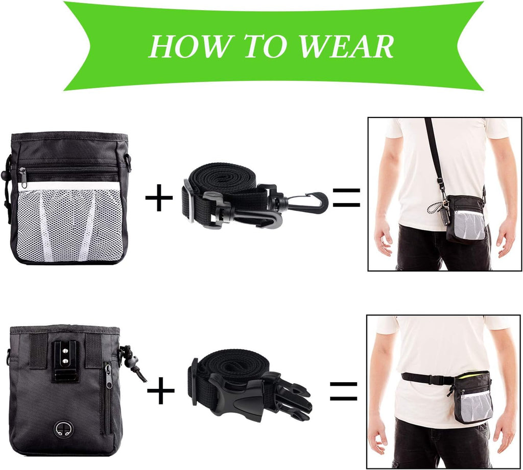 Ultimate 4-In-1 Dog Training Set - Perfect for New Pet Owners: Treat Pouch, Whistle, Doorbells & Clicker (Black)