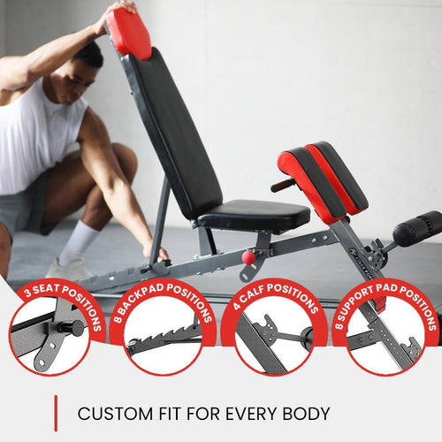 All-in-One Multi-Functional FID Weight Bench for Complete Body Workouts – Hyper Back Extension, Roman Chair, Adjustable Ab Sit-Up, Incline/Decline/Flat Bench