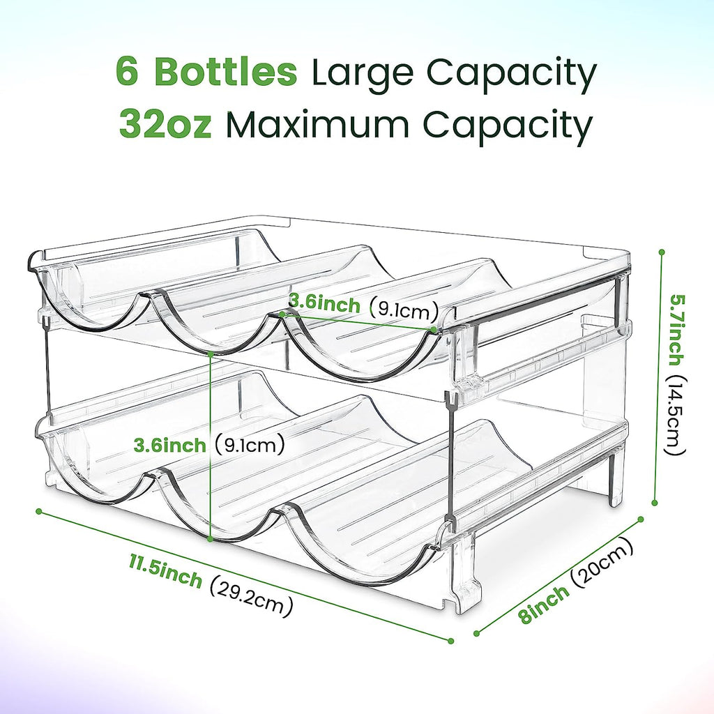 Maximize Your Space with 2-Pack Stackable Water Bottle Organizer - Perfect for Cabinet Storage!