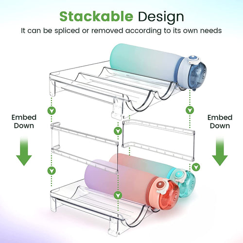 Maximize Your Space with 2-Pack Stackable Water Bottle Organizer - Perfect for Cabinet Storage!