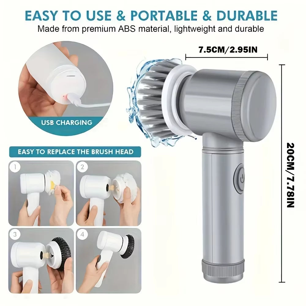 Powerful Cordless Electric Spin Scrubber with 6 Versatile Brush Heads - Ultimate Cleaning Tool for Effortless Home Care