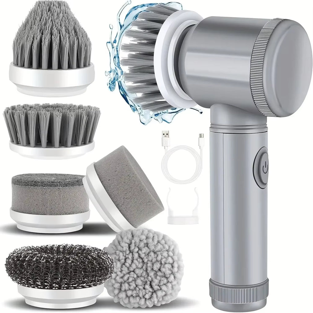 Powerful Cordless Electric Spin Scrubber with 6 Versatile Brush Heads - Ultimate Cleaning Tool for Effortless Home Care