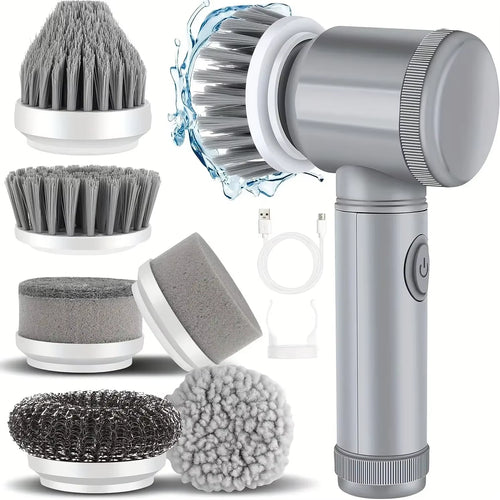 Powerful Cordless Electric Spin Scrubber with 6 Versatile Brush Heads - Ultimate Cleaning Tool for Effortless Home Care